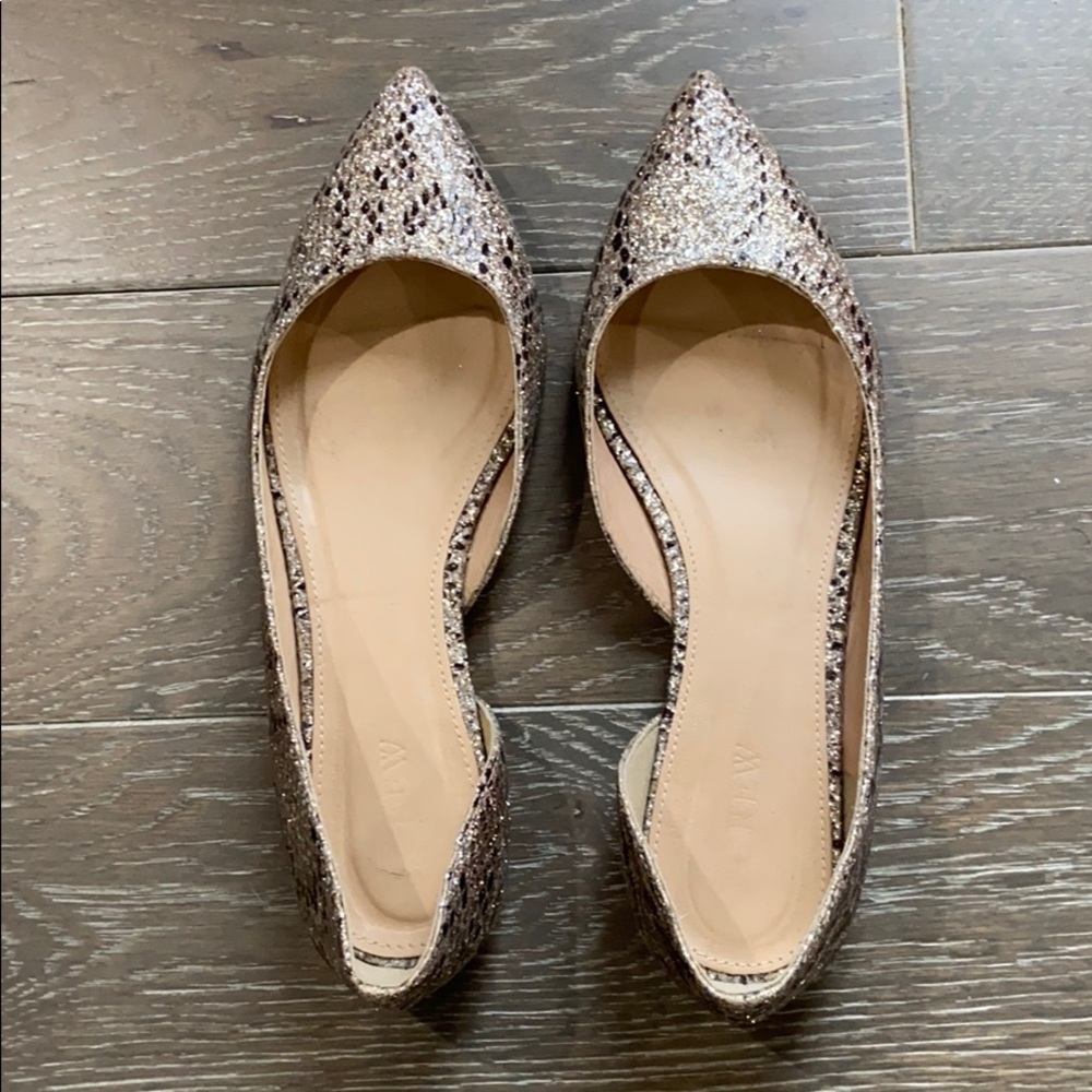 J. Crew Glitter D’Orsay Pointy Toe Flats
